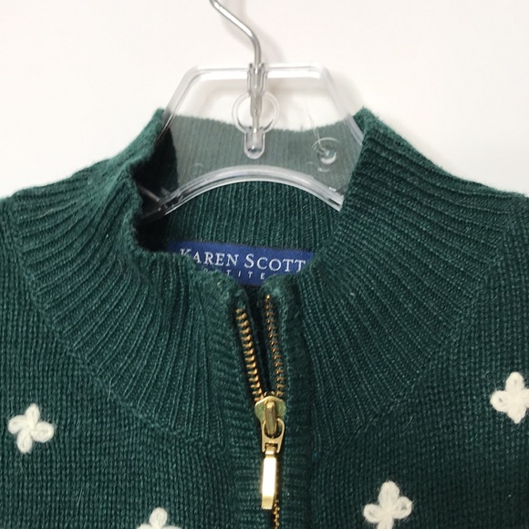 Karen Scott Green Winter Sweater with Snowmen and Snowflakes Petite Medium - Picture 5 of 11